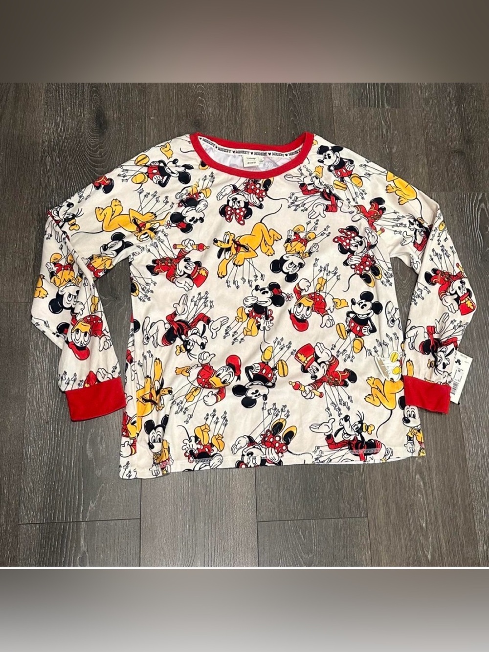 Disney White Long-Sleeve Jogger Top with Red & Yellow Character Print Size 6\7